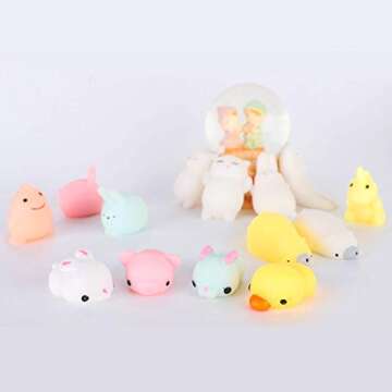 BeYumi Mochi Squishy Toys, 32 Pcs Mini Squishy Party Favors for Kids Animal Kawaii Squishies Cat Unicorn Squishy Mini Squeeze Stress Relief Toys for Kids Adult Birthday Party Favors Random