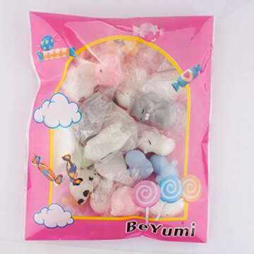BeYumi Mochi Squishy Toys, 32 Pcs Mini Squishy Party Favors for Kids Animal Kawaii Squishies Cat Unicorn Squishy Mini Squeeze Stress Relief Toys for Kids Adult Birthday Party Favors Random