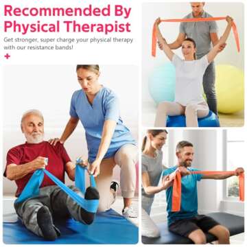 Resistance Bands for Working Out, Exercise Bands for Physical Therapy, Stretch, Recovery, Pilates, Rehab, Strength Training and Yoga Starter Set