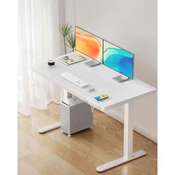 ErGear Standing Desk with Drawer, Glass Top One Piece, 48x24 inch Height Adjustable Desk, Electric S...