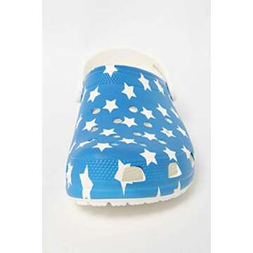 Crocs Unisex Classic American Flags Clogs, White/Multi, 9 Men/11 Women