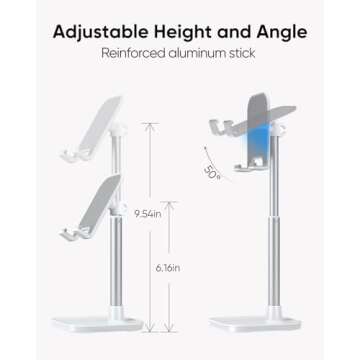 narmle Cell Phone Stand, Height Adjustable Phone Stand for Desk, Desktop Phone Holder Cradle Compatible with iPhone, Pro Max, Galaxy, and All Mobile Phones up to 10 inches
