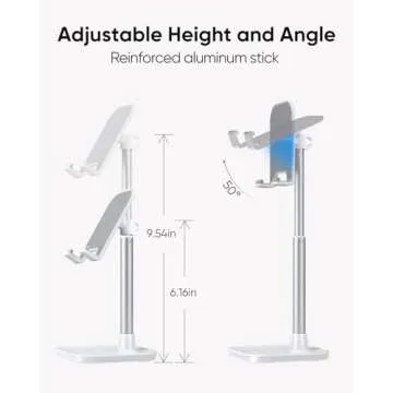 narmle Cell Phone Stand, Height Adjustable Phone Stand for Desk, Desktop Phone Holder Cradle Compatible with iPhone, Pro Max, Galaxy, and All Mobile Phones up to 10 inches