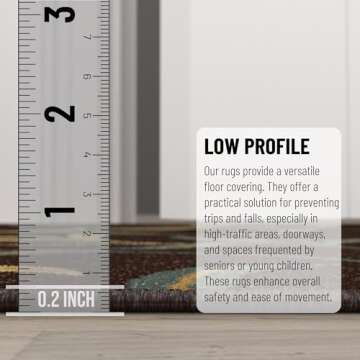 Machine Washable Leaves Design Non-Slip Rubberback 2x5 Traditional Runner Rug for Hallway, Kitchen, Bedroom, Entryway, 20" x 59", Brown