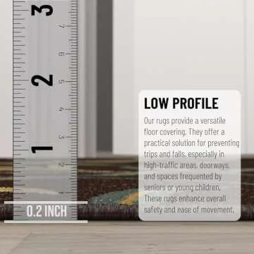 Machine Washable Leaves Design Non-Slip Rubberback 2x5 Traditional Runner Rug for Hallway, Kitchen, Bedroom, Entryway, 20" x 59", Brown