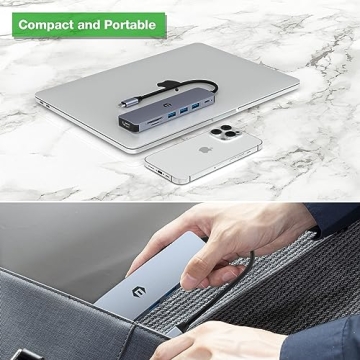 Tymyp 7 in 1 USB C HUB, Multiport Adapter Hub with HDMI, 100W Charging, 3 x USB 3.0, SD/TF Card Reader, Compatible for USB C Laptops Dell XPS/HP/Surface and Other Type C Devices