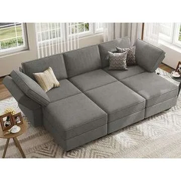 Belffin Modular Sectional Sofa Sleeper Modular Sectional Couch Sofa Convertible Sectional Couch Reversible Sofa Bed Grey