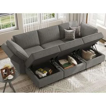 Belffin Modular Sectional Sofa Sleeper Modular Sectional Couch Sofa Convertible Sectional Couch Reversible Sofa Bed Grey