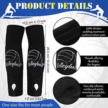 Yinder 4 Pcs Volleyball Accessories Include Knee Pads ,Arm Sleeves , Drawstring Bag,Softball Headban...