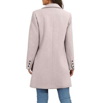 Ebifin Women's Notch Lapel Double Breasted Trench Coat Peacoat Winter Casual Long Blazer Jacket Overcoat