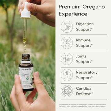 AROMAVITA ImunON Greek Oregano Oil Organic Liquid Drops with 86-90% Carvacrol - for Immune and Digestive Support - Plant-Based, Herbal Supplement - Vegan, Non GMO, Gluten Free, 1fl.oz/30ml