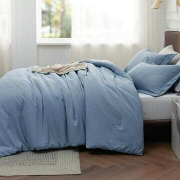 Bedsure Queen Comforter Set - Storm Blue Soft Bedding for All Seasons, Cationic Dyed Bed Set, 3 Piec...