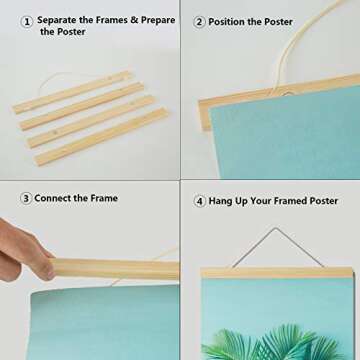 HOMANGA 17" Wide Magnetic Poster Frame, 17x22 17x24 17x11 Poster Frame Hanger, Magnetic Wooden Frame...