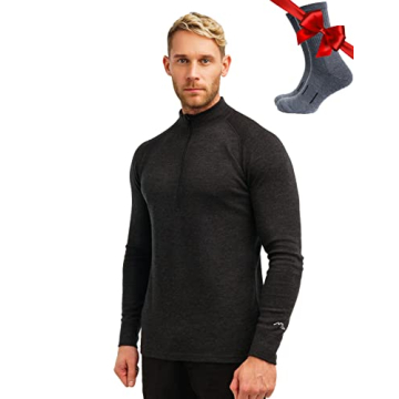 Merino Wool Base Layer Mens - Wool Half Zip Sweater Men - Merino Quarter Zip Wool Sweater Lite, Mid,...