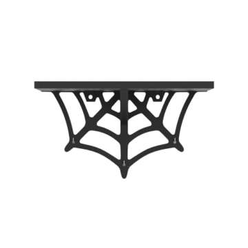 CEFRECO Spider Web Floating Shelf - Gothic Halloween Hanging Shelf with Hooks for Wall Oddities and Curiosities - Black Spooky Goth Wall Decor for Kitchen and Home - Crystal Display Shelf for Stones