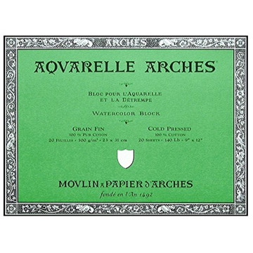 Arches Watercolor Block - Premium Cold Press 9"X12" Paper
