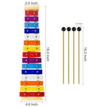 CeleMoon Colorful 15 Tone Xylophone for Kids Toddlers