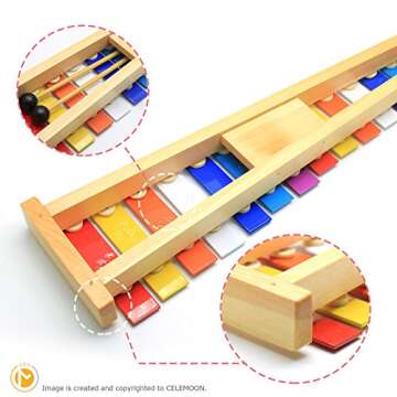 CeleMoon Colorful 15 Tone Xylophone for Kids Toddlers