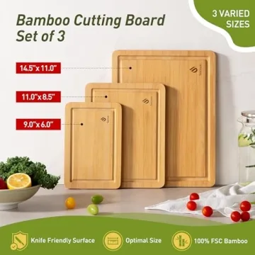 Bamboo Cutting Board Set for New Apartment Essentials