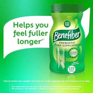 Benefiber Daily Prebiotic Fiber Supplement Powder for Digestive Health, Unflavored - 125 Servings (17.6 Ounces)