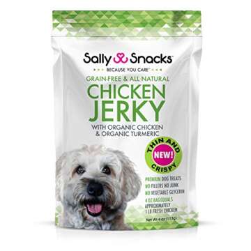 Sally Snacks New Zealand Venison Jerky Dog Treats. All Natural. USA Made. Organic Ingredients - Non-GMO, Grass Fed, Free Range, No Added Hormones, or Preservatives.
