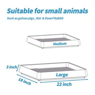PODOO Rabbit Large Litter Box, Guinea Pig Training Pan Cage with Toilet Tray, Ideal for Rats, Hamsters, Ferret, Bunny Small and Medium Animals, 22x18x3 Inches (Large)