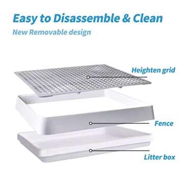 PODOO Rabbit Large Litter Box, Guinea Pig Training Pan Cage with Toilet Tray, Ideal for Rats, Hamsters, Ferret, Bunny Small and Medium Animals, 22x18x3 Inches (Large)