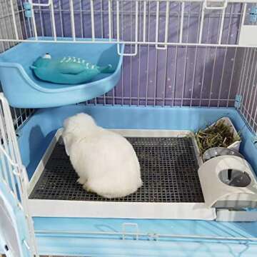 PODOO Rabbit Large Litter Box, Guinea Pig Training Pan Cage with Toilet Tray, Ideal for Rats, Hamsters, Ferret, Bunny Small and Medium Animals, 22x18x3 Inches (Large)
