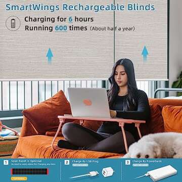 SmartWings Motorized Smart Blinds: Custom 100% Blackout Roller Shades Compatible with Smart Devices