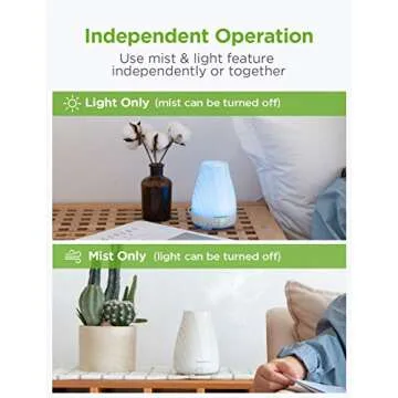 InnoGear Essential Oil Diffuser, Premium 5-in-1 Diffusers for Home Scent Aromatherapy Diffuser Air Desk Humidifier for Bedroom Large Room Office 7 Color LED 2 Mist Mode Waterless Auto Off, White Grey