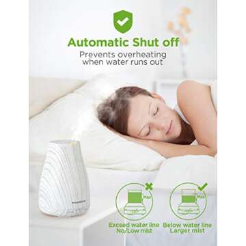 InnoGear Essential Oil Diffuser, Premium 5-in-1 Diffusers for Home Scent Aromatherapy Diffuser Air Desk Humidifier for Bedroom Large Room Office 7 Color LED 2 Mist Mode Waterless Auto Off, White Grey