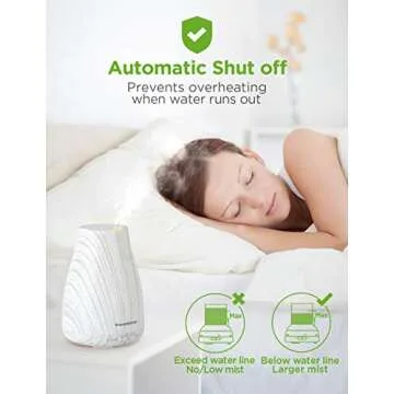 InnoGear Essential Oil Diffuser, Premium 5-in-1 Diffusers for Home Scent Aromatherapy Diffuser Air Desk Humidifier for Bedroom Large Room Office 7 Color LED 2 Mist Mode Waterless Auto Off, White Grey