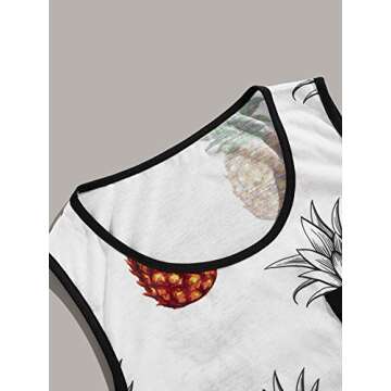 Romwe Men's Fruit Print Tank Top Pocket Sleeveless T Shirt Casual Sport Gym Shirts White M