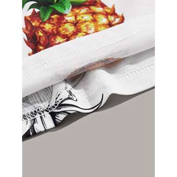 Romwe Men's Fruit Print Tank Top Pocket Sleeveless T Shirt Casual Sport Gym Shirts White M