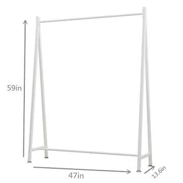 DR.IRON White Metal Clothes Rack Garment Rack,Modern Clothing Rack Free Standing Hanging Rack for Boutique Retail, Clothes Store,Laundry Room(47’’L)