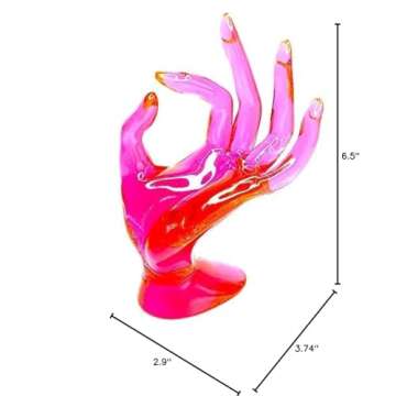 COMMGOAL Ring Holder for Jewelry, Y2k Pink Room Decor Aesthetic, Preppy Room Decor, Hand Shape Jewelry Holder, Gifts for Women Girls (Red)
