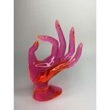 COMMGOAL Ring Holder for Jewelry, Y2k Pink Room Decor Aesthetic, Preppy Room Decor, Hand Shape Jewelry Holder, Gifts for Women Girls (Red)