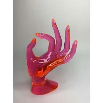 COMMGOAL Ring Holder for Jewelry, Y2k Pink Room Decor Aesthetic, Preppy Room Decor, Hand Shape Jewelry Holder, Gifts for Women Girls (Red)