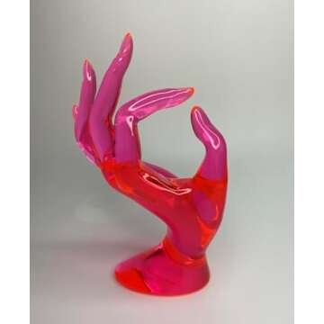 COMMGOAL Ring Holder for Jewelry, Y2k Pink Room Decor Aesthetic, Preppy Room Decor, Hand Shape Jewelry Holder, Gifts for Women Girls (Red)