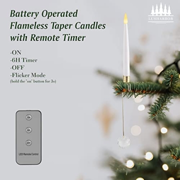 LUSHARBOR Christmas Tree Candles 10 Pack Flameless LED