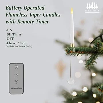 LUSHARBOR Christmas Tree Candles 10 Pack Flameless LED