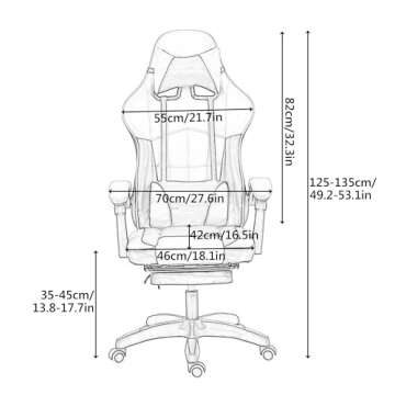 VejiA Ergonomic Gaming Chair with Footrest, High Back Computer Chair for Adult, Leather Adjustable H...