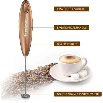 Bonsenkitchen Milk Frother: Handheld Foam Maker