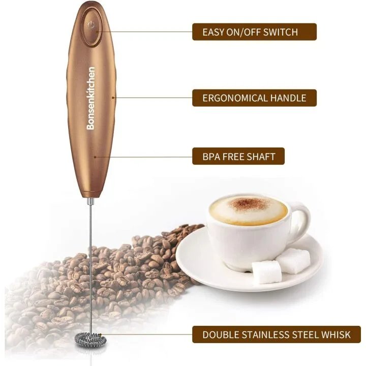 Bonsenkitchen Milk Frother: Handheld Foam Maker