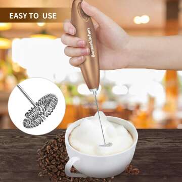Bonsenkitchen Milk Frother: Handheld Foam Maker