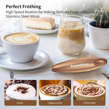 Bonsenkitchen Milk Frother: Handheld Foam Maker