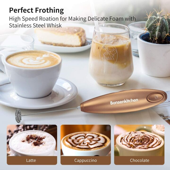Bonsenkitchen Milk Frother: Handheld Foam Maker
