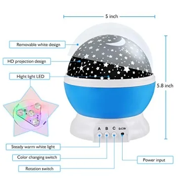 RICTLY Night Light for Kids, Star Night Light Projector with 360° Rotation