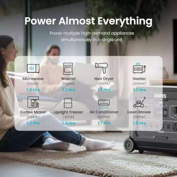 OUPES Mega 3 Portable Power Station 3600W, 3072Wh Solar Generator w/ 5 AC Outlets (7000W Surge), 0.8...