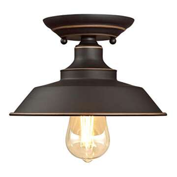Westinghouse 6370100 Iron Hill 9-Inch, One-Light Indoor Semi Flush Mount Ceiling Light, Oil Rubbed Bronze Finish with Highlights , Red